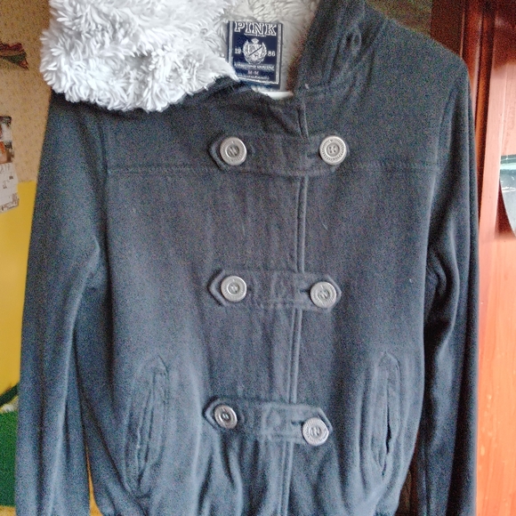 VS Pink fluffy lined bling ✨️ iridescent jacket. One of a kind so gorgeous 😍 M - Picture 2 of 8